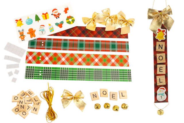 Kit suspensions de Noël avec lettres en bois  - Kits créatifs de Noël pour les enfants - 10doigts.fr