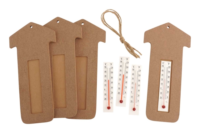 Kit thermomètres maison en bois - 4 pièces - Objets bois pour la maison - 10doigts.fr