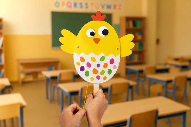 la marionnette poussin - Kits créatifs Pâques - 10doigts.fr