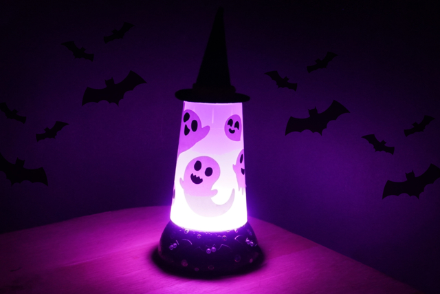 Lampe fantômes - Gommettes Halloween - 10doigts.fr