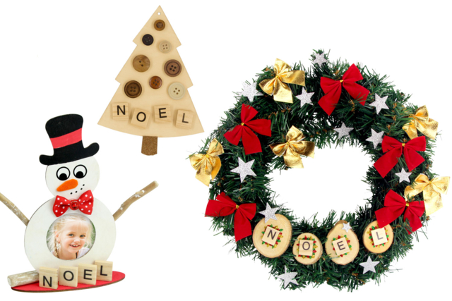 lettres bois noel - Objets en bois Noël - 10doigts.fr