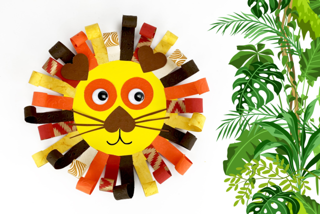 Lion avec des bandes de papier - Supports plats en bois - 10doigts.fr