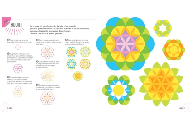 Livre : Dessiner avec un compas rosaces - Livres de coloriage et dessins : pour apprendre et s'évader - 10doigts.fr