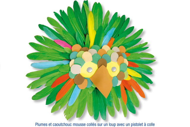 Loups à décorer avec caoutchouc souple + plumes - Caoutchouc Mousse - 10doigts.fr