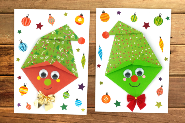 Lutin du père Noël - pliage facile - Papiers Origami - 10doigts.fr