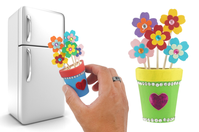 Magnet petit pot de fleurs - Gommettes cœur : des cœurs adhésifs pour vos activités créatives - 10doigts.fr