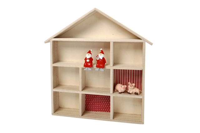Maison étagère en bois noel - Suspensions et déco murale - 10doigts.fr