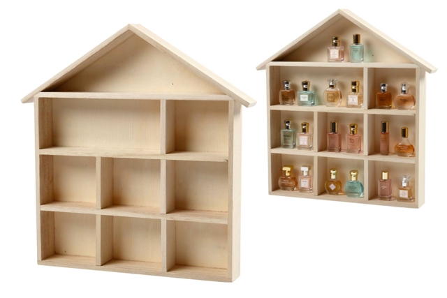 Maison étagère  en bois - Suspensions et déco murale - 10doigts.fr