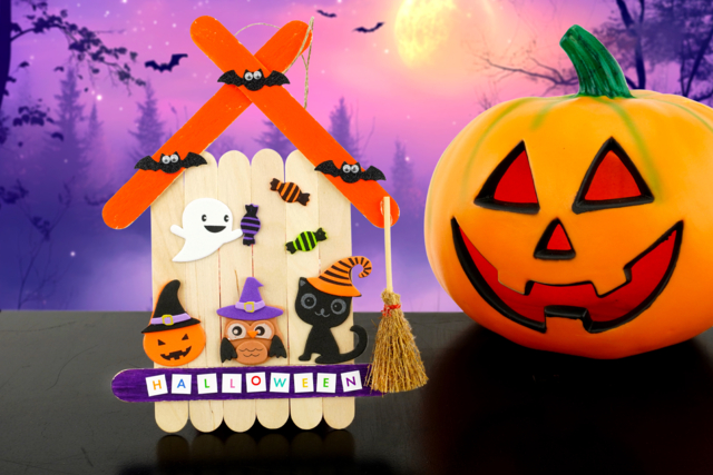 Maison hantée Halloween en bâtonnets - Accessoires créatifs Halloween - 10doigts.fr