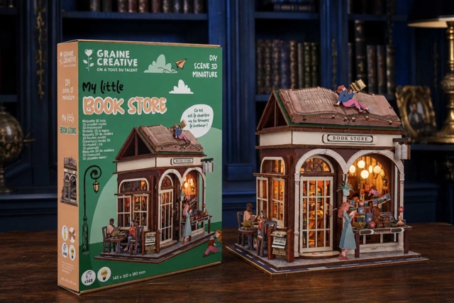 Maquette 3D lumineuse - "La Librairie" - Maquettes en bois - 10doigts.fr