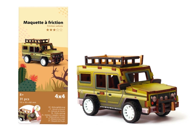 Maquette véhicule à friction JEEP 4 x 4 - Maquettes en bois - 10doigts.fr