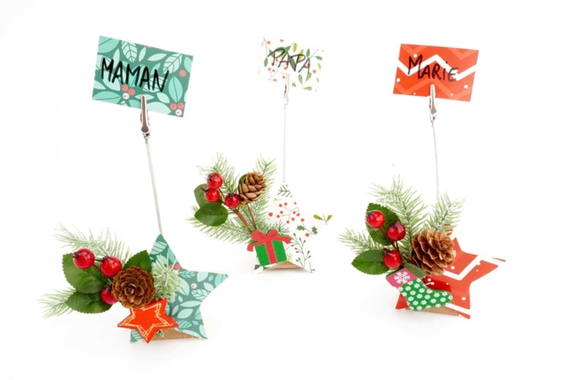 Marque places table de Noël - Déco en bois peints - 10doigts.fr