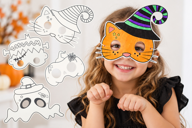 masque à colorier halloween enfants - Masques créatifs enfants - 10doigts.fr