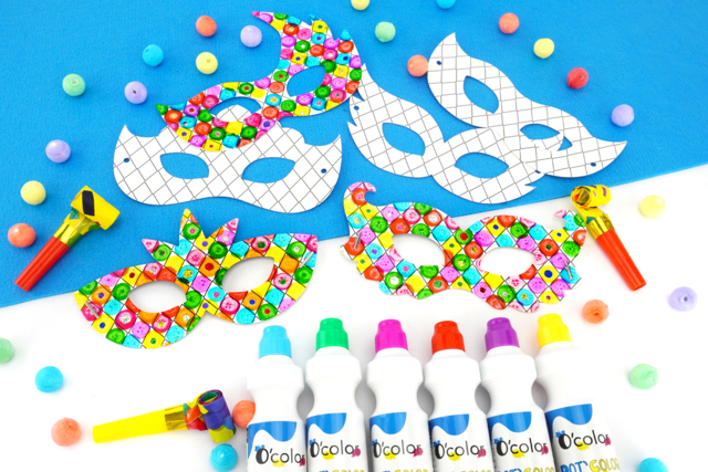 Masques de Carnaval à tamponner - Encres liquides : la pureté de la couleur pour vos dessins - 10doigts.fr