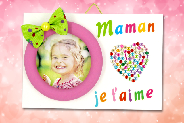 Mini cadre "Maman je t'aime" - Cadres photos en bois - 10doigts.fr