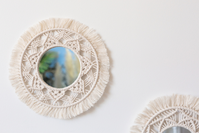 miroir en macramé crochet - Cordes & ficelles naturelles - 10doigts.fr