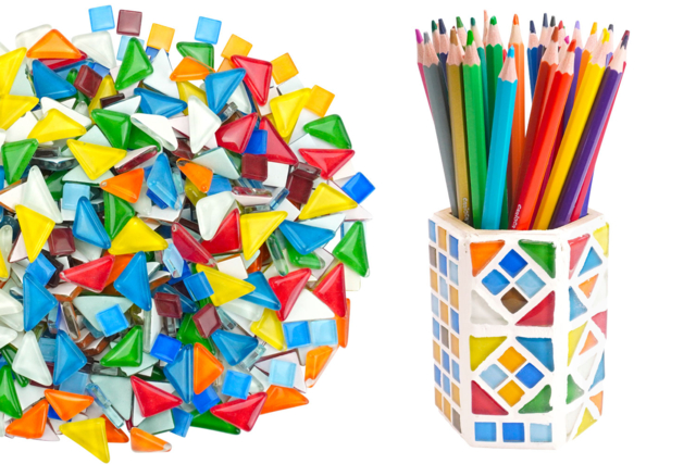 mix mosaiques triangles et carrés - Mosaïques en verre - 10doigts.fr