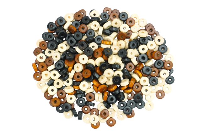mix perles rondelles marron - Perles Bois - 10doigts.fr
