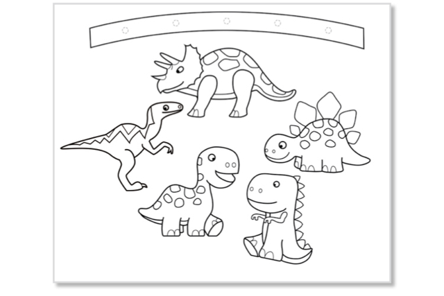 mobile dinosaure - Supports de coloriages originaux pour enfants - 10doigts.fr