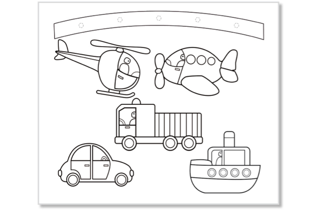 mobiles véhicules - Supports de coloriages originaux pour enfants - 10doigts.fr