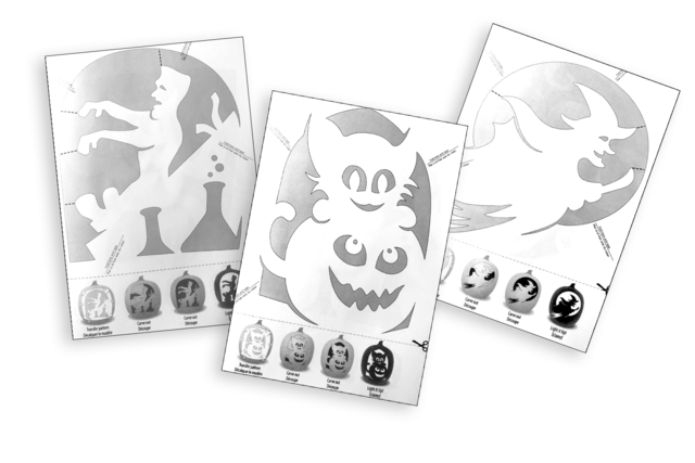 modèles découpe citrouille - Kits créatifs Halloween - 10doigts.fr