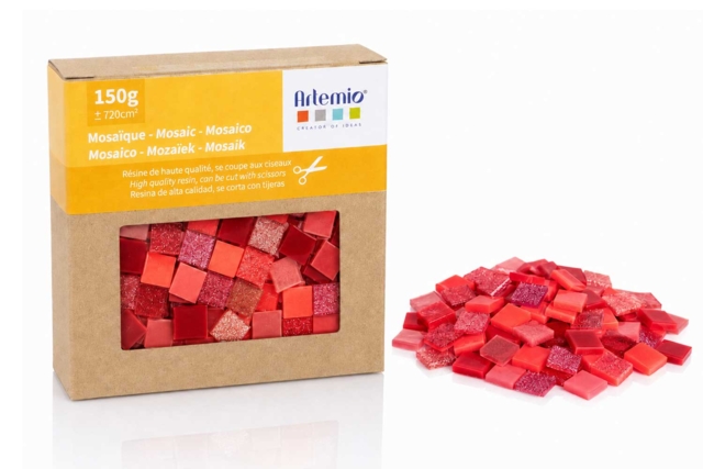 Mosaiques en résine, 1 x 1 cm - Mix rouge - Mosaïques en résine - 10doigts.fr