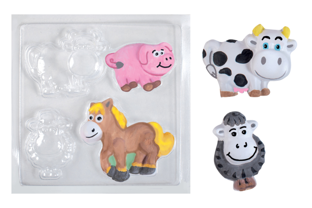 moule plâtre animaux de la ferme - Moules pour plâtre, savon, béton ... - 10doigts.fr