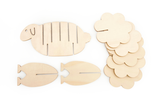 Mouton 5 dessous-de-verre à assembler - Objets bois pour la cuisine - 10doigts.fr