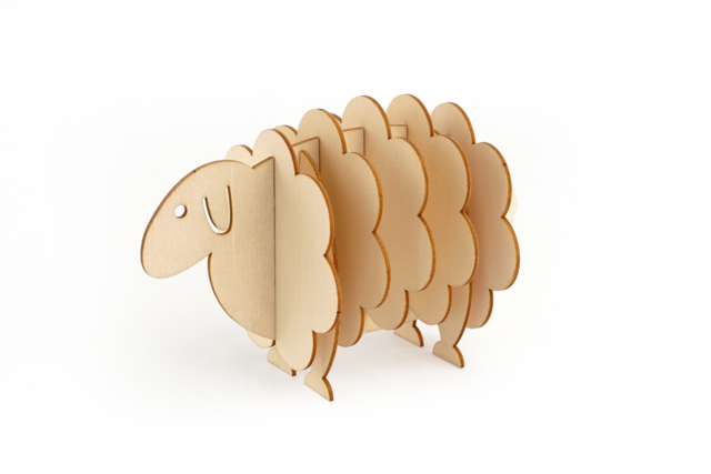 Mouton 5 dessous-de-verre brut - Objets bois pour la cuisine - 10doigts.fr