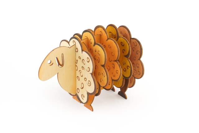 Mouton 5 dessous-de-verre en bois décoré - Objets bois pour la cuisine - 10doigts.fr