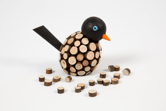 oiseau rondelles de bois - Décors nature - 10doigts.fr