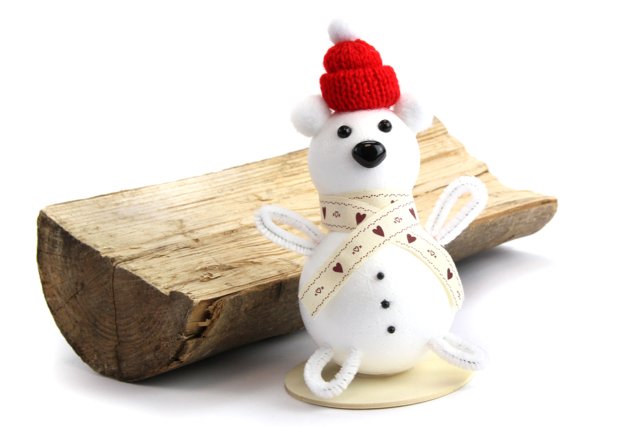 Ours polaire avec des boules polystyrène - Petites décorations de Noël - 10doigts.fr