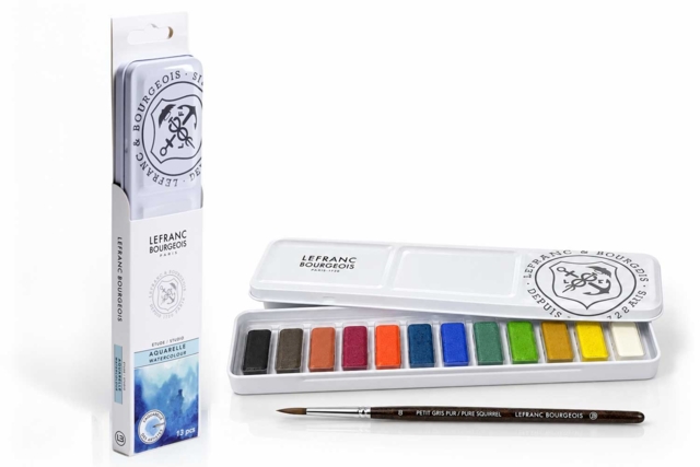 Palette 12 godets aquarelle étude, Lefranc Bourgeois - Couleurs aquarelle - 10doigts.fr