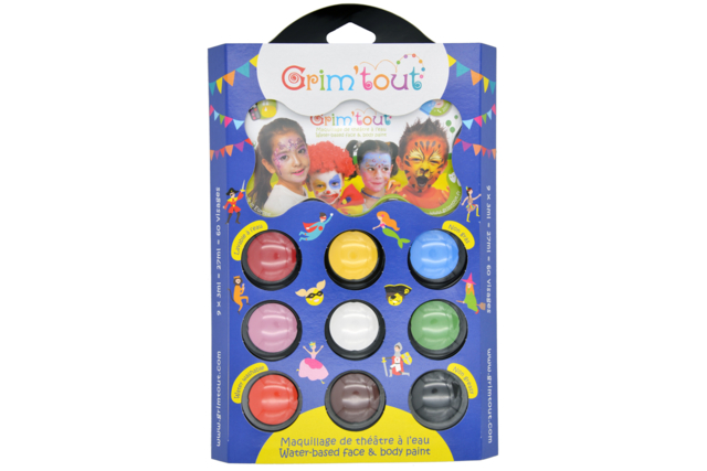 Palette GRIM'TOUT Carnaval - 9 couleurs - Maquillage créatif pour enfants - 10doigts.fr