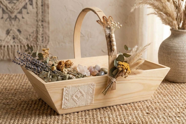 panier bohème - Paniers en bois - 10doigts.fr