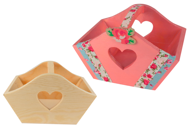 panier découpe coeur - Paniers en bois - 10doigts.fr