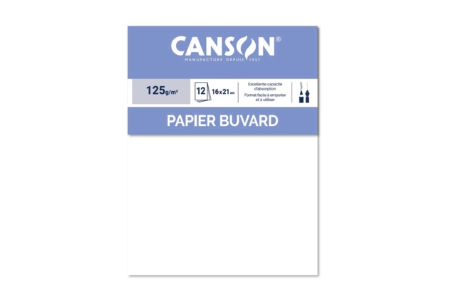 Papier buvard Canson 16 x 21 cm, 12 feuilles - Papiers dessin - 10doigts.fr