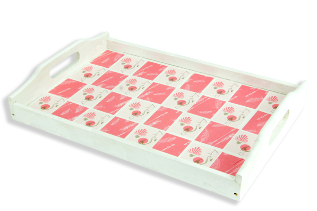papier decopatch flamand rose - Plateaux en bois - 10doigts.fr