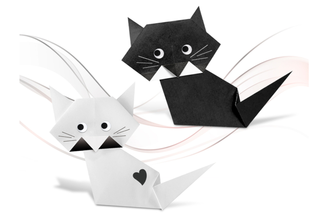 Papier origami bicolore noir&blanc, 15 x 15 cm - 100 fles - Papiers Origami - 10doigts.fr