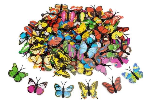 papillons 3D colorés - Décorations à coller - 10doigts.fr