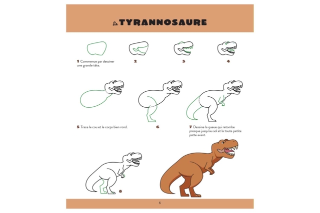 pas à pas dessins dinosaures - Livres de coloriage et dessins : pour apprendre et s'évader - 10doigts.fr