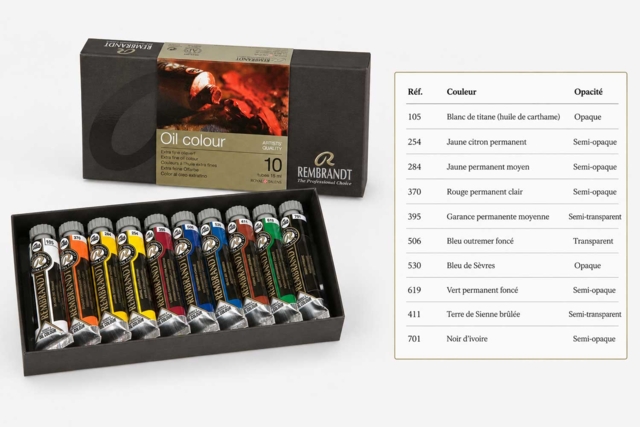 Peinture à l’huile Extra fine Rembrandt - 10 x 15 ml - Peinture à l'huile Beaux-Arts - 10doigts.fr