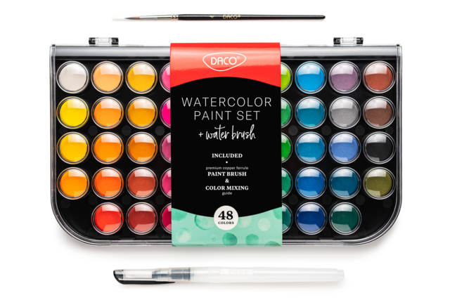 peinture aquarelle 48 couleurs - Peinture gouache solide : l'innovation pour peindre sans se tacher - 10doigts.fr