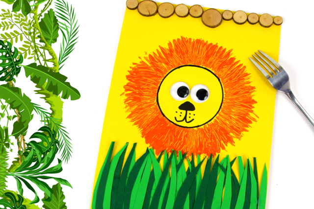 Peinture fourchette : Lion - Décors nature - 10doigts.fr