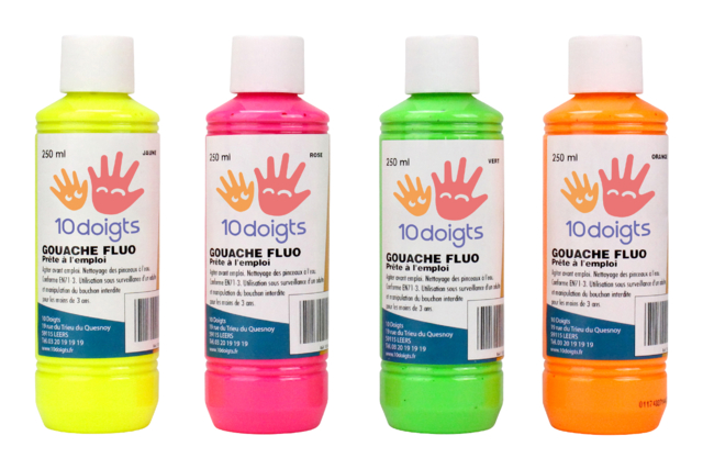 peinture gouache fluo 10 DOIGTS - Peinture gouache 10doigts : la qualité professionnelle pour les enfants - 10doigts.fr