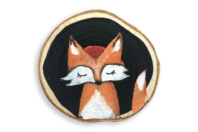 peinture renard sur rondin de bois - Décors nature - 10doigts.fr