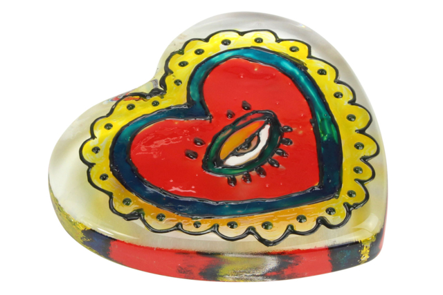Peinture sur verre - Presse-papier coeur - Peinture verre et faïence - 10doigts.fr