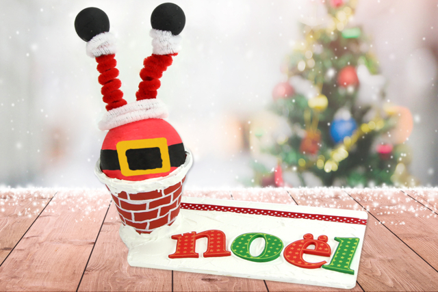 Père Noël coincé dans la cheminée - Nœuds et rubans pour toutes vos créations - 10doigts.fr