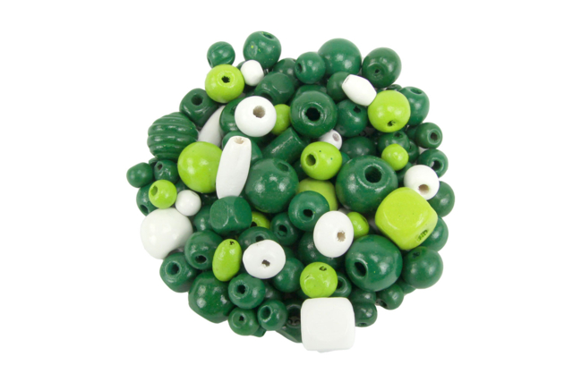 perle en bois verte - Perles Bois - 10doigts.fr