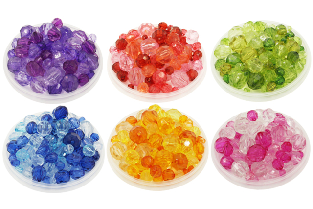 perles à facettes en acrylique méga assortiment - Perles Acrylique - 10doigts.fr